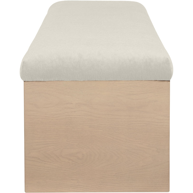 Meridian Lawson Cream Velour Fur Fabric Bench IMAGE 4