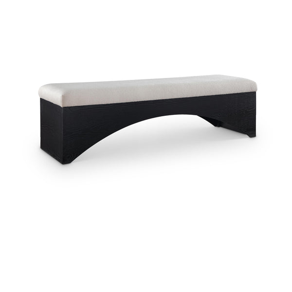 Meridian Lawson Beige Velour Fur Fabric Bench IMAGE 1