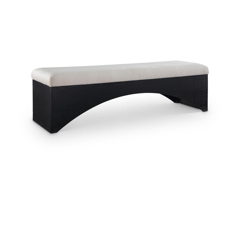 Meridian Lawson Beige Velour Fur Fabric Bench IMAGE 1
