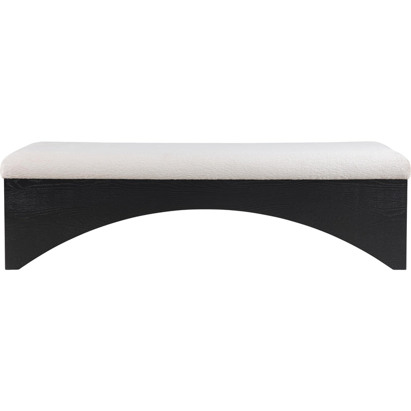Meridian Lawson Beige Velour Fur Fabric Bench IMAGE 3