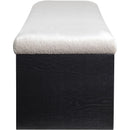 Meridian Lawson Beige Velour Fur Fabric Bench IMAGE 4