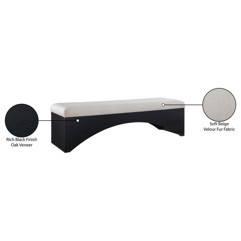 Meridian Lawson Beige Velour Fur Fabric Bench IMAGE 8