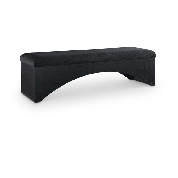 Meridian Lawson Black Velour Fur Fabric Bench IMAGE 1