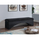 Meridian Lawson Black Velour Fur Fabric Bench IMAGE 2