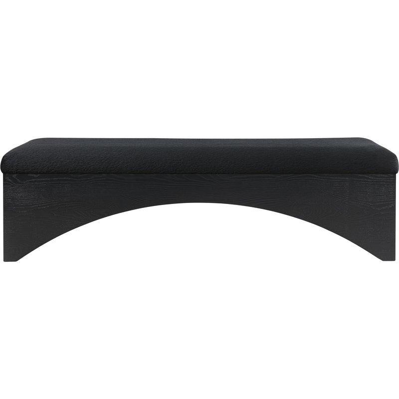 Meridian Lawson Black Velour Fur Fabric Bench IMAGE 3