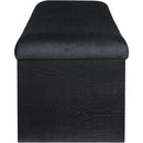 Meridian Lawson Black Velour Fur Fabric Bench IMAGE 4