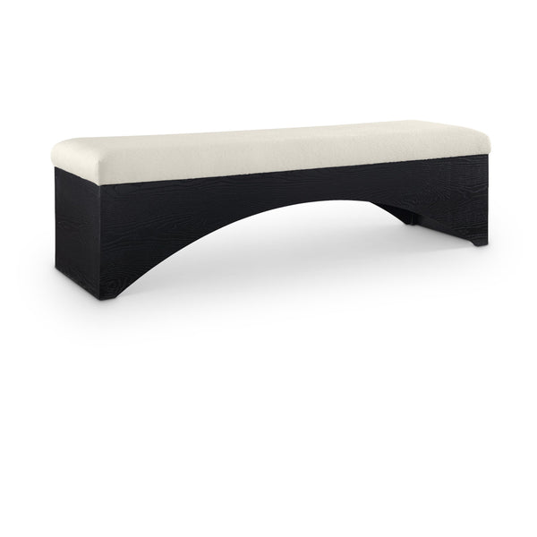 Meridian Lawson Cream Velour Fur Fabric Bench IMAGE 1