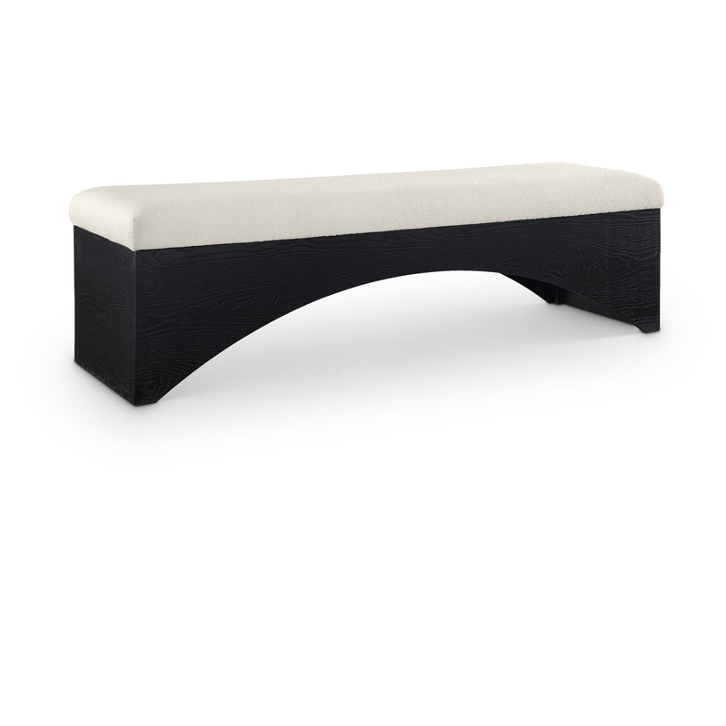 Meridian Lawson Cream Velour Fur Fabric Bench IMAGE 1