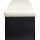 Meridian Lawson Cream Velour Fur Fabric Bench IMAGE 4