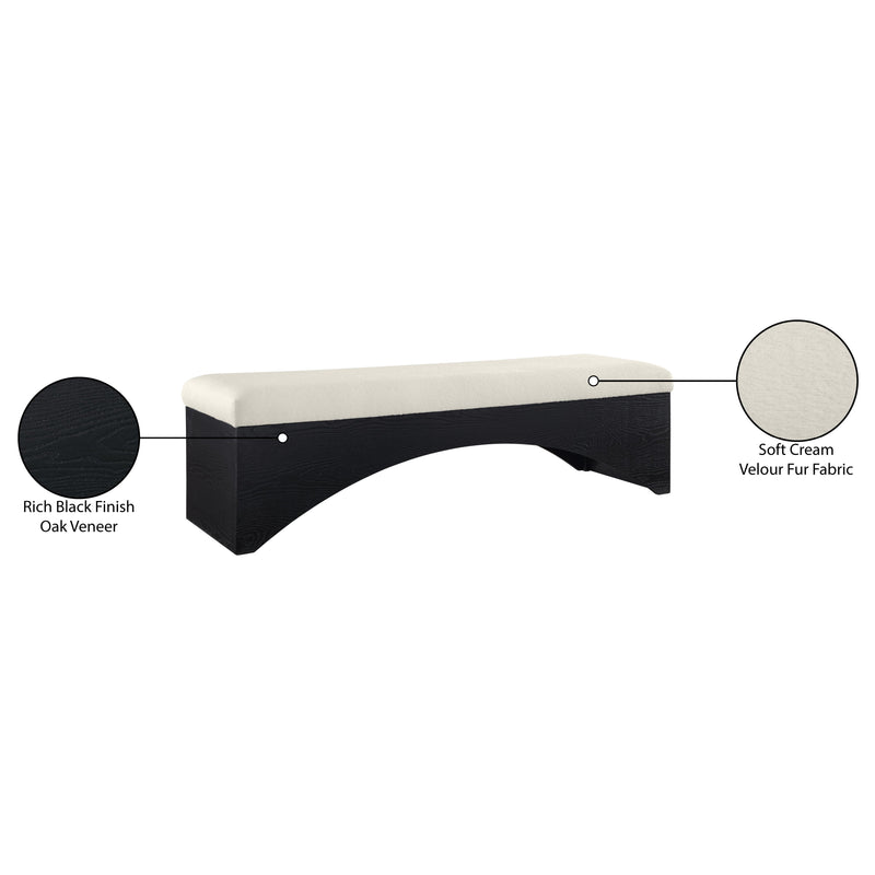 Meridian Lawson Cream Velour Fur Fabric Bench IMAGE 8