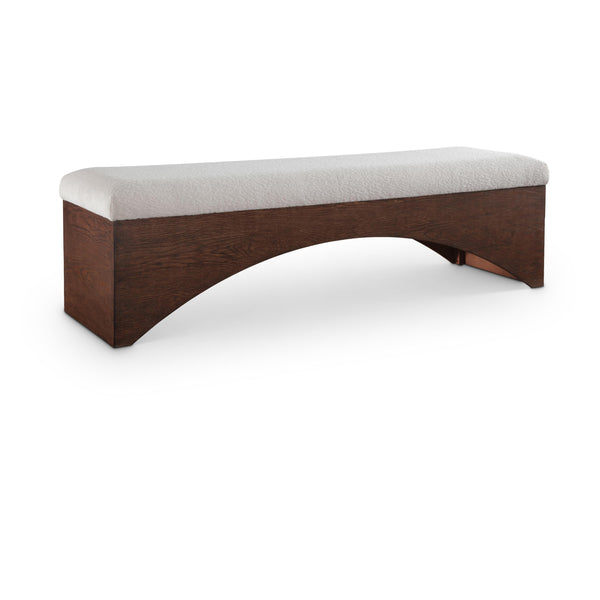 Meridian Lawson Beige Velour Fur Fabric Bench IMAGE 1