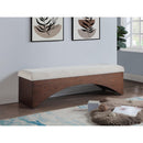 Meridian Lawson Beige Velour Fur Fabric Bench IMAGE 2