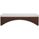 Meridian Lawson Beige Velour Fur Fabric Bench IMAGE 3