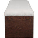Meridian Lawson Beige Velour Fur Fabric Bench IMAGE 4