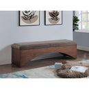 Meridian Lawson Brown Velour Fur Fabric Bench IMAGE 2