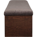 Meridian Lawson Brown Velour Fur Fabric Bench IMAGE 4
