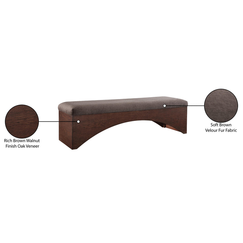 Meridian Lawson Brown Velour Fur Fabric Bench IMAGE 8