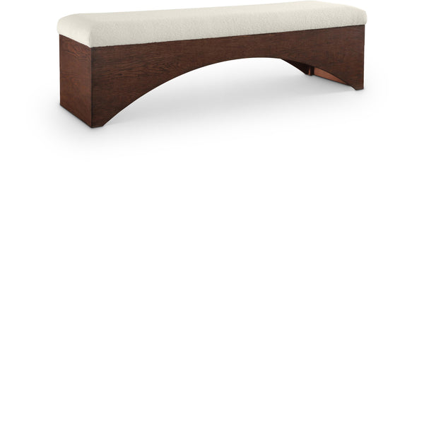 Meridian Lawson Cream Velour Fur Fabric Bench IMAGE 1