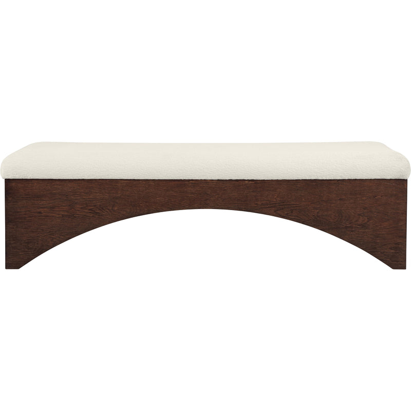 Meridian Lawson Cream Velour Fur Fabric Bench IMAGE 3