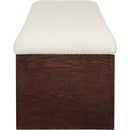 Meridian Lawson Cream Velour Fur Fabric Bench IMAGE 4