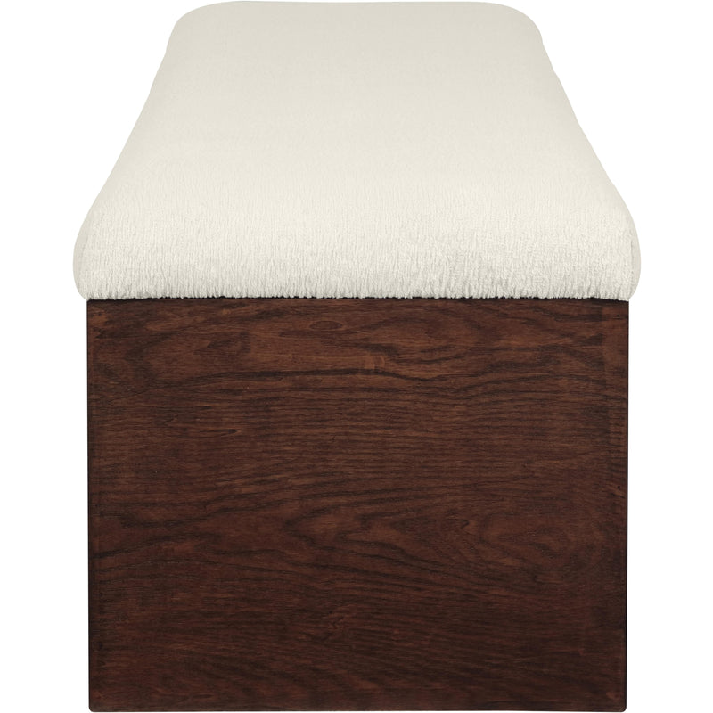 Meridian Lawson Cream Velour Fur Fabric Bench IMAGE 4