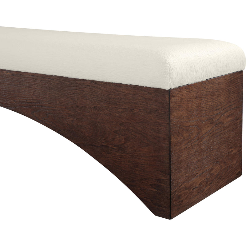 Meridian Lawson Cream Velour Fur Fabric Bench IMAGE 5