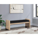 Meridian Sonia Black Velour Fur Fabric Bench IMAGE 2