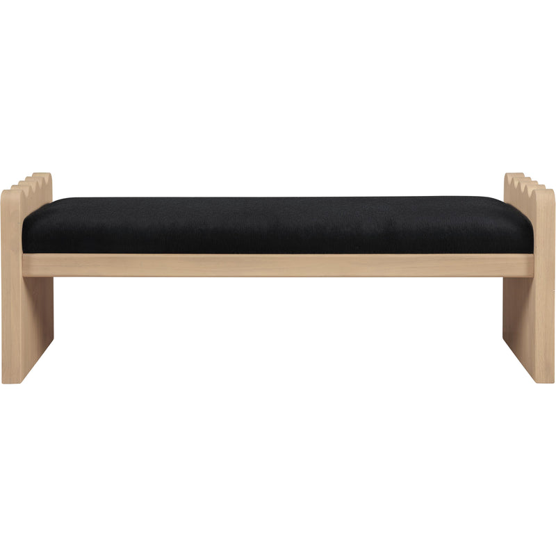 Meridian Sonia Black Velour Fur Fabric Bench IMAGE 3