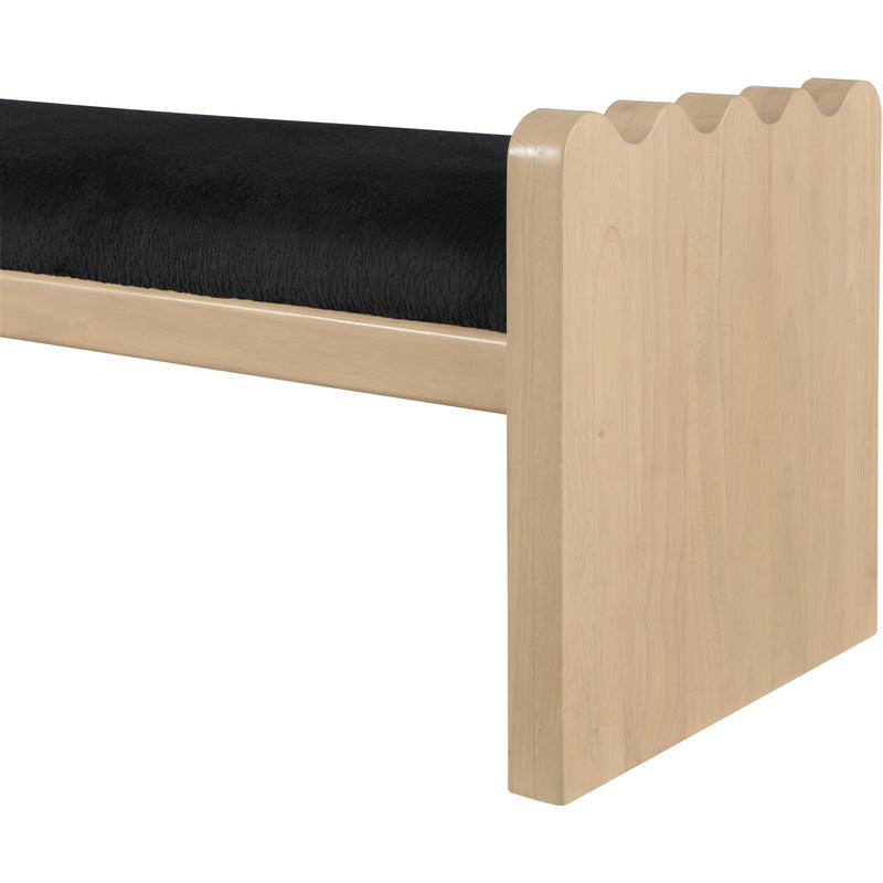 Meridian Sonia Black Velour Fur Fabric Bench IMAGE 5