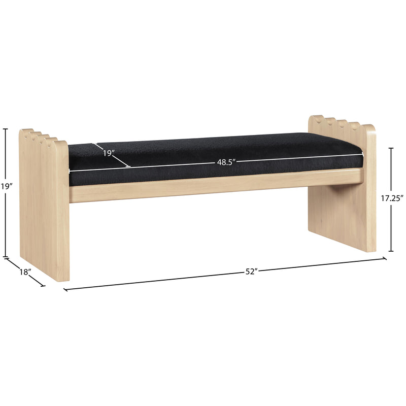 Meridian Sonia Black Velour Fur Fabric Bench IMAGE 7