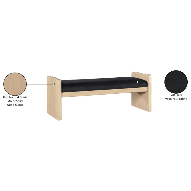 Meridian Sonia Black Velour Fur Fabric Bench IMAGE 8