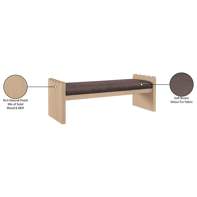 Meridian Sonia Brown Velour Fur Fabric Bench IMAGE 8