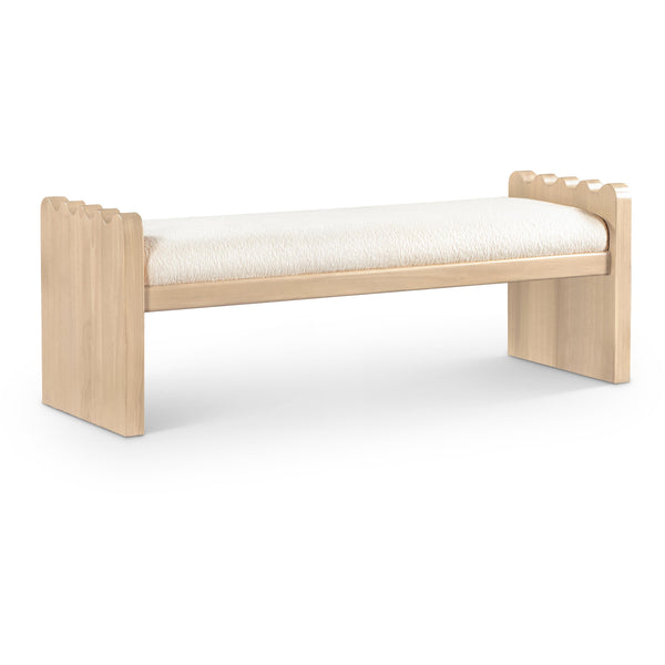 Meridian Sonia Cream Velour Fur Fabric Bench IMAGE 1