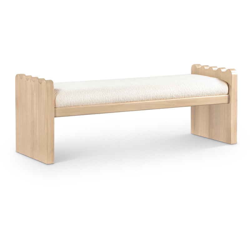 Meridian Sonia Cream Velour Fur Fabric Bench IMAGE 1