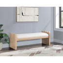 Meridian Sonia Cream Velour Fur Fabric Bench IMAGE 2