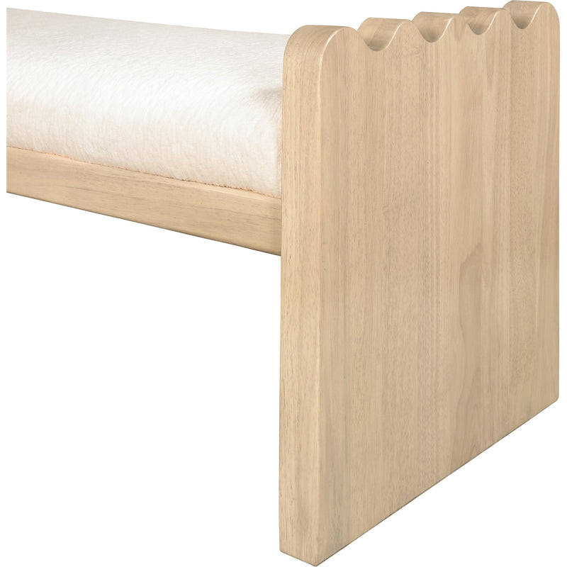 Meridian Sonia Cream Velour Fur Fabric Bench IMAGE 5
