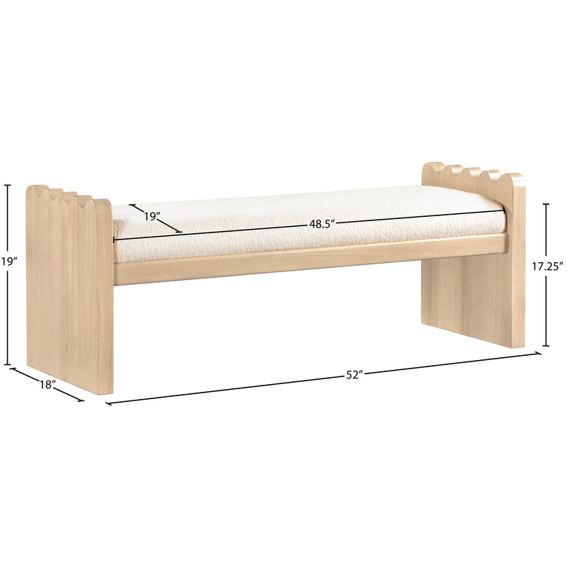 Meridian Sonia Cream Velour Fur Fabric Bench IMAGE 7