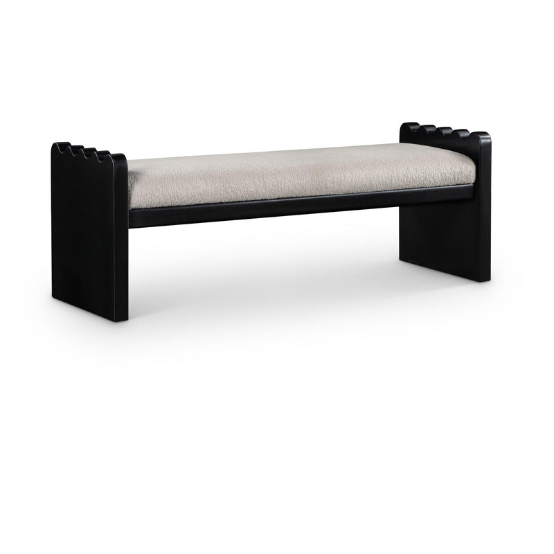 Meridian Sonia Beige Velour Fur Fabric Bench IMAGE 1