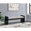 Meridian Sonia Beige Velour Fur Fabric Bench IMAGE 2