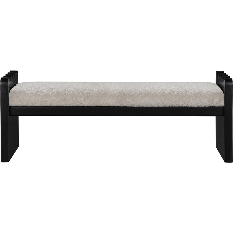 Meridian Sonia Beige Velour Fur Fabric Bench IMAGE 3