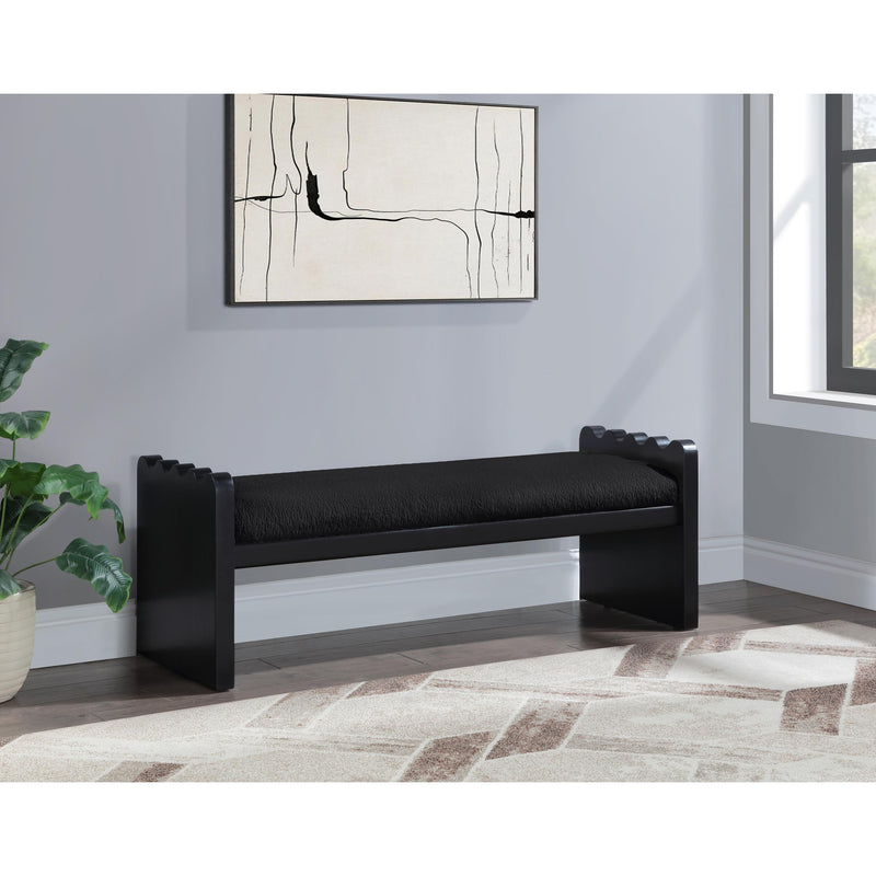 Meridian Sonia Black Velour Fur Fabric Bench IMAGE 2