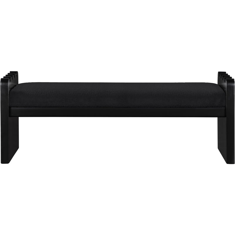Meridian Sonia Black Velour Fur Fabric Bench IMAGE 3