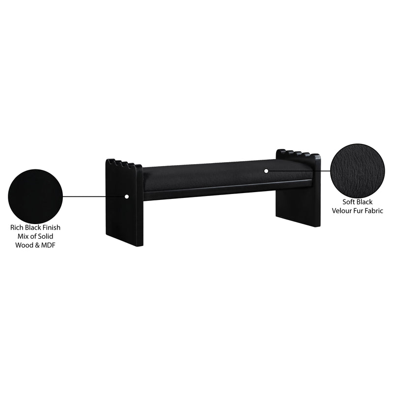 Meridian Sonia Black Velour Fur Fabric Bench IMAGE 8