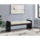 Meridian Sonia Cream Velour Fur Fabric Bench IMAGE 2