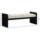 Meridian Sonia Cream Velour Fur Fabric Bench IMAGE 7