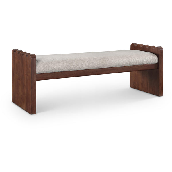 Meridian Sonia Beige Velour Fur Fabric Bench IMAGE 1