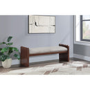 Meridian Sonia Beige Velour Fur Fabric Bench IMAGE 2