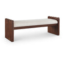 Meridian Sonia Cream Velour Fur Fabric Bench IMAGE 1