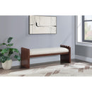 Meridian Sonia Cream Velour Fur Fabric Bench IMAGE 2