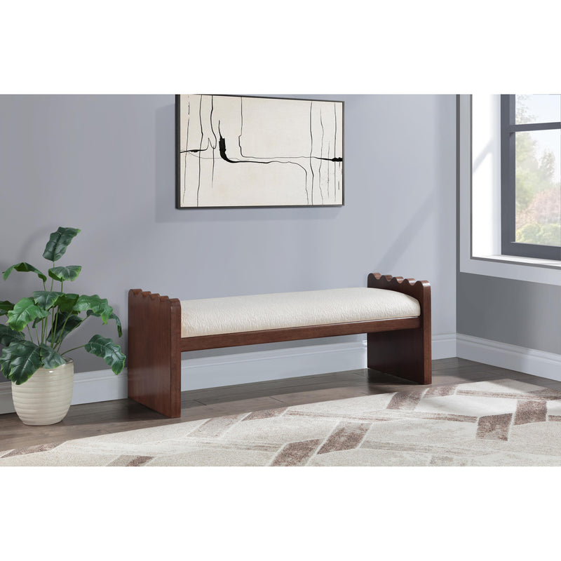Meridian Sonia Cream Velour Fur Fabric Bench IMAGE 2